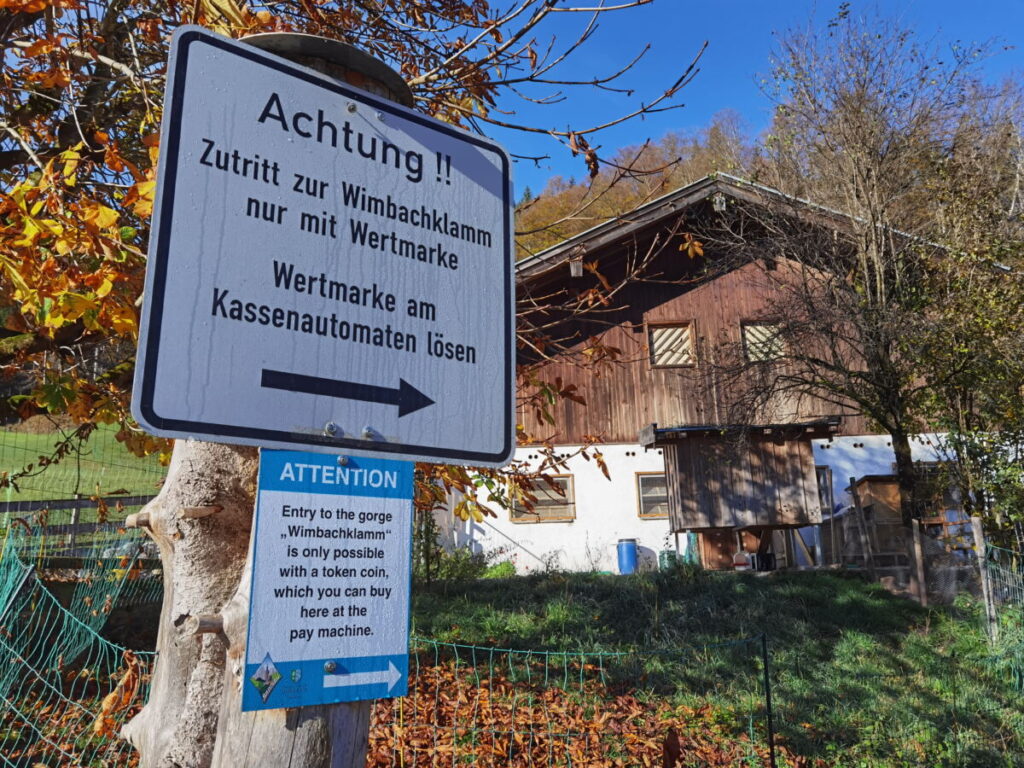 Ohne Wertmarke kein Wimbachklamm Eintritt